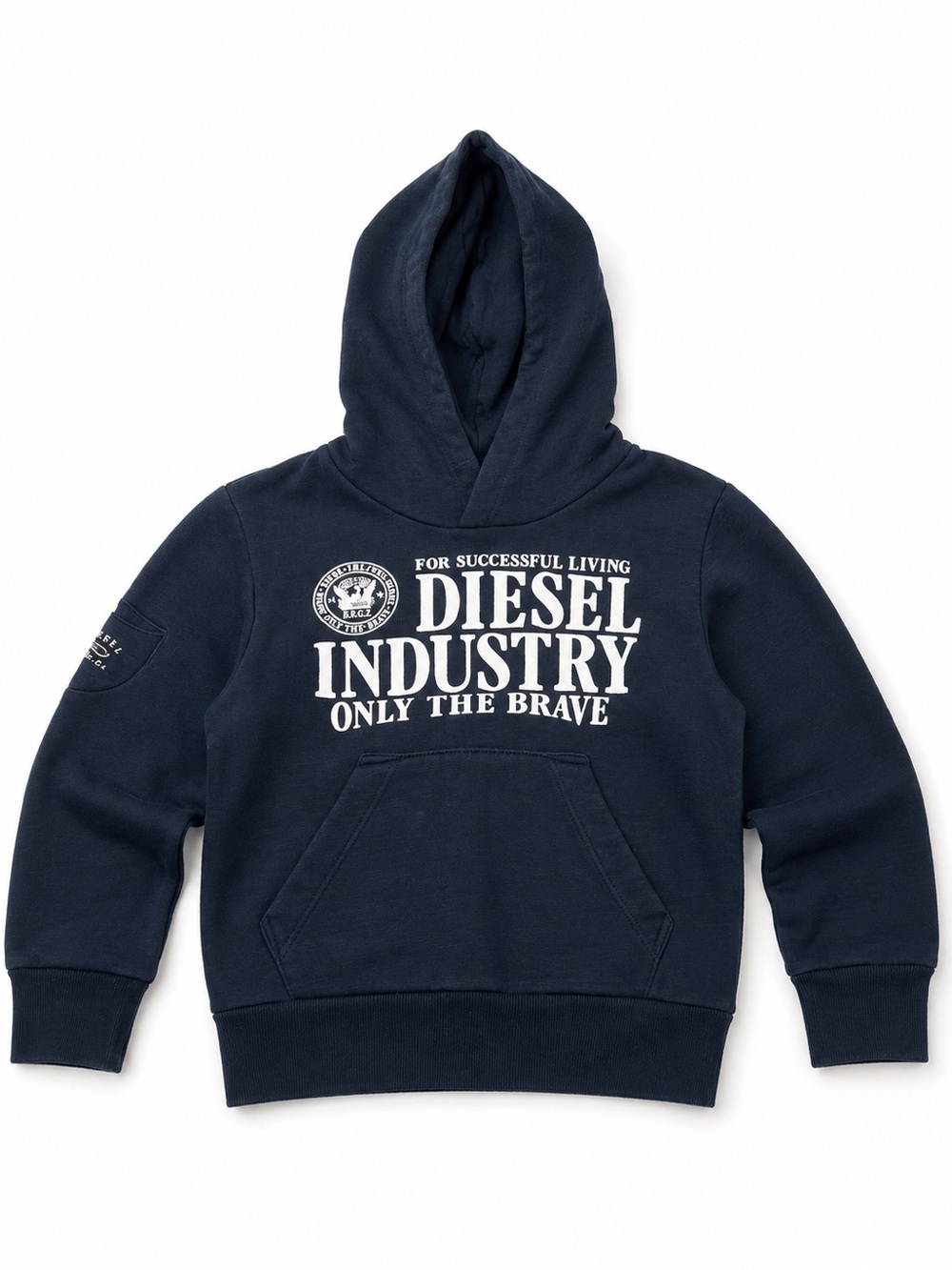 Diesel Navy Blue Kids' Hooded Sweatshirt with White Logo
